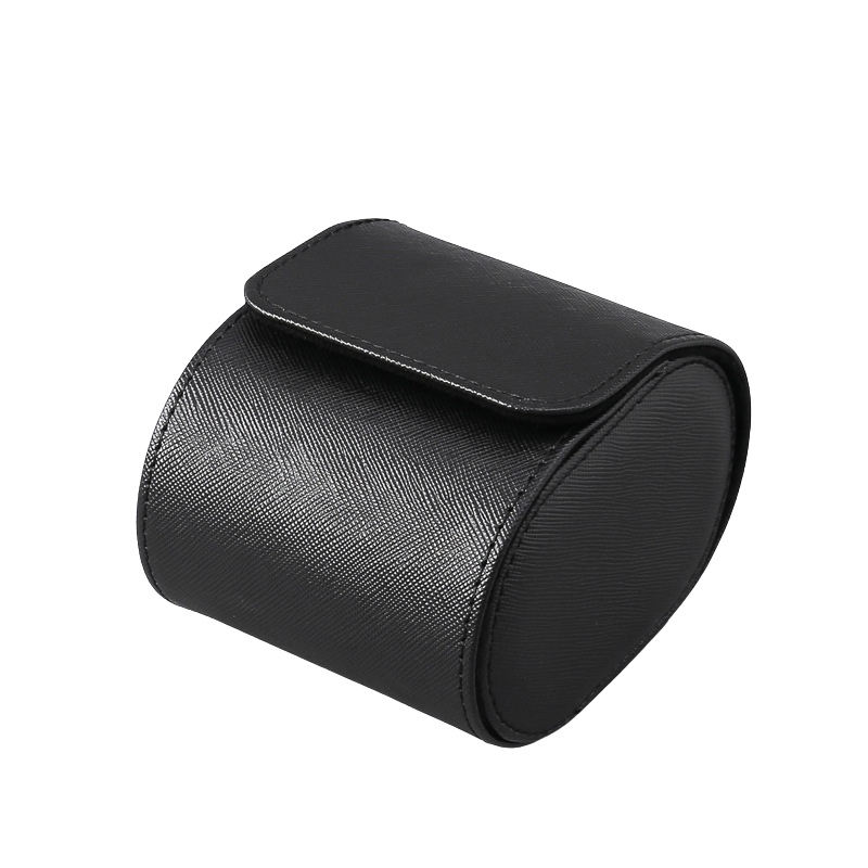 Leather watch travel case, closed